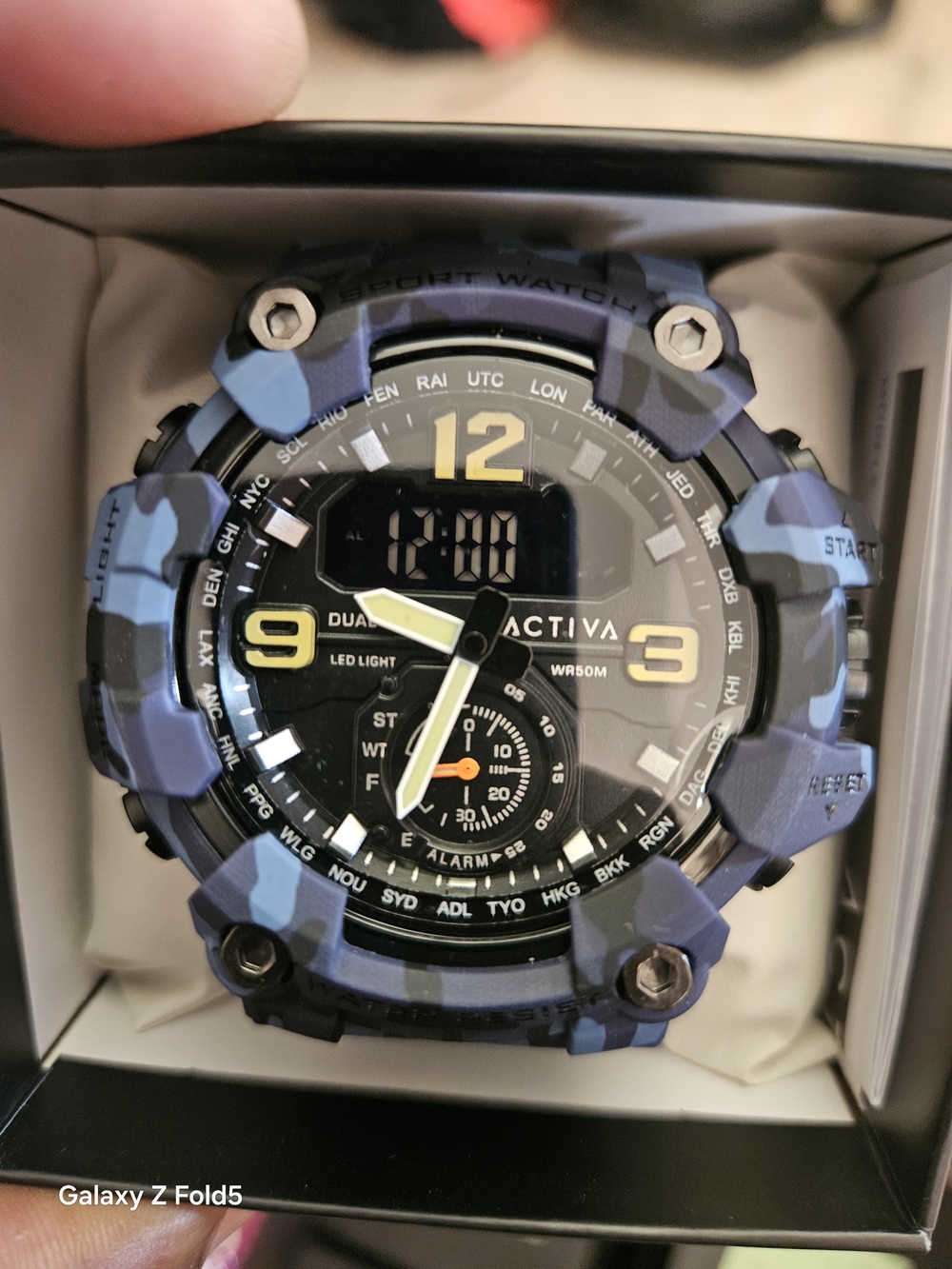 Ativa Men's Blue Camouflage Digital-Analog Sport Watch